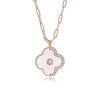 Women's Allmatch Fashion Fourleaf Clover S925 Silver Clavicle Necklace With Rose Gold And Geometric Pattern
