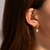 Women's Allmatch Geometric Pearl Earrings With Electroplating And 18K Gold Color