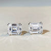 Women's Allmatch Geometric Sterling Silver Earrings With Emerald And Moissanite