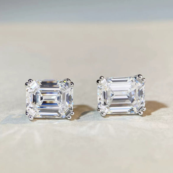 Women's Allmatch Geometric Sterling Silver Earrings With Emerald And Moissanite