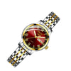 Women's Alloy And Ceramic Watch With Spiral Crown Round Dial Luminous Waterproof Leisure Style