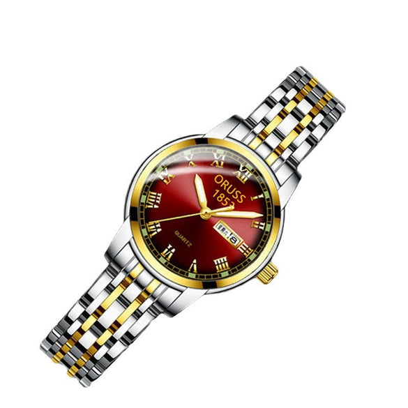 Women's Alloy And Ceramic Watch With Spiral Crown Round Dial Luminous Waterproof Leisure Style