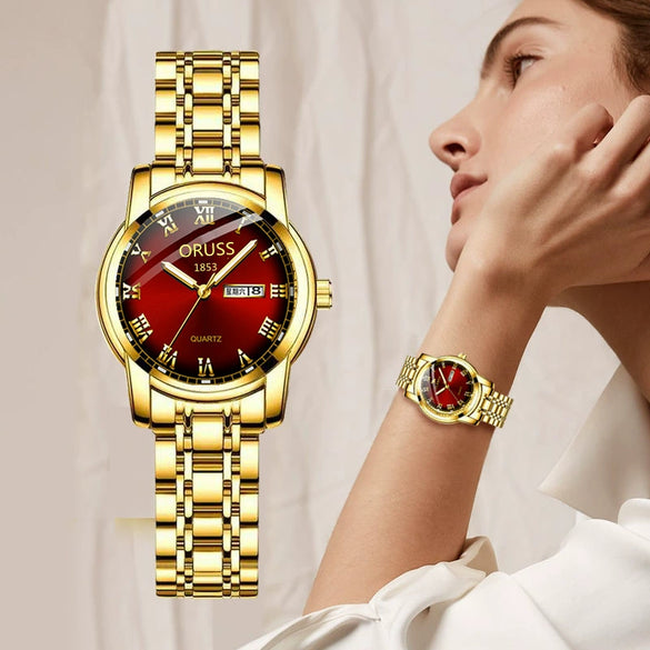 Women's Alloy And Ceramic Watch With Spiral Crown Round Dial Luminous Waterproof Leisure Style