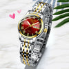 Women's Alloy And Ceramic Watch With Spiral Crown Round Dial Luminous Waterproof Leisure Style