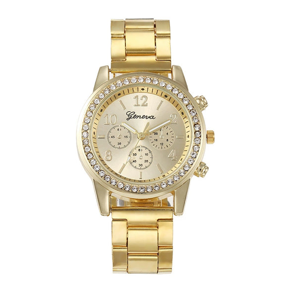 Women's Alloy And Imitation Leather Band Round Dial Quartz Watch