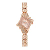 Women's Alloy And Imitation Leather Bracelet Fashion Quartz Watch With Round Dial And Rhinestones