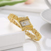 Women's Alloy And Imitation Leather Bracelet Fashion Quartz Watch With Round Dial And Rhinestones