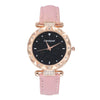 Women's Alloy And Imitation Leather Casual Round Dial Starry Sky Watch With Titanium Buckle And Spiral Crown