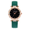 Women's Alloy And Imitation Leather Casual Round Dial Starry Sky Watch With Titanium Buckle And Spiral Crown