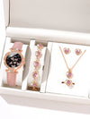 Women's Alloy And Imitation Leather Fashion Simple Round Dial Watch With Spiral Crown And Pin Buckle