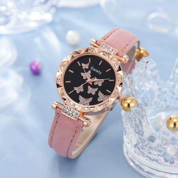 Women's Alloy And Imitation Leather Fashion Simple Round Dial Watch With Spiral Crown And Pin Buckle