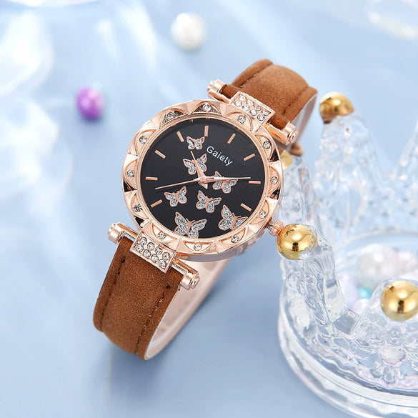 Women's Alloy And Imitation Leather Fashion Simple Round Dial Watch With Spiral Crown And Pin Buckle