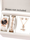 Women's Alloy And Imitation Leather Fashion Simple Round Dial Watch With Spiral Crown And Pin Buckle