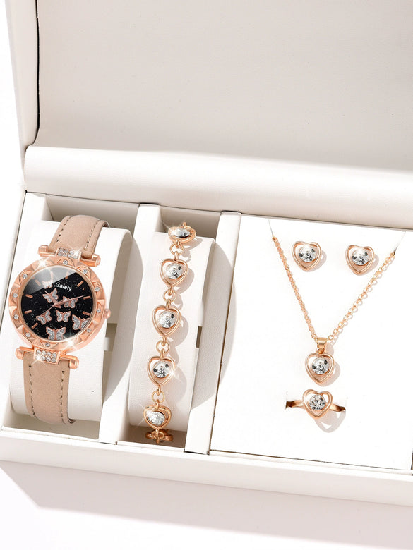 Women's Alloy And Imitation Leather Fashion Simple Round Dial Watch With Spiral Crown And Pin Buckle