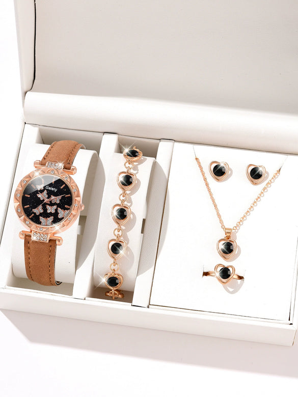 Women's Alloy And Imitation Leather Fashion Simple Round Dial Watch With Spiral Crown And Pin Buckle