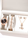 Women's Alloy And Imitation Leather Fashion Simple Round Dial Watch With Spiral Crown And Pin Buckle
