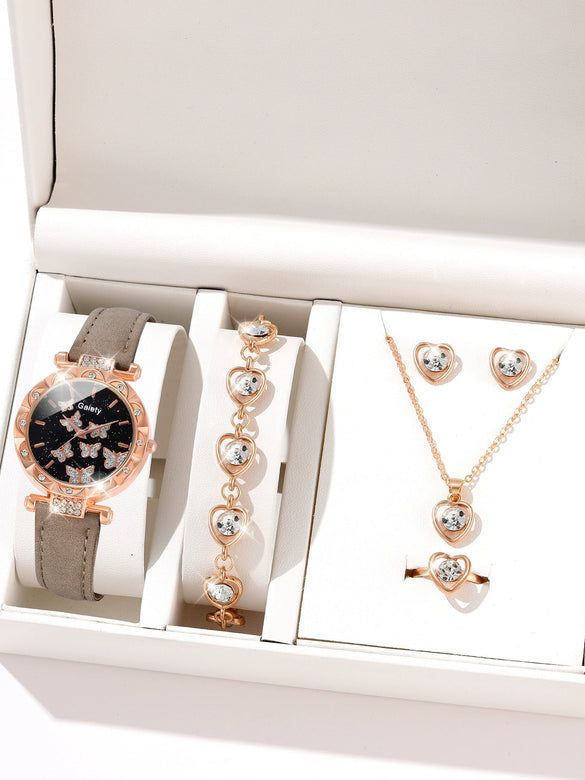 Women's Alloy And Imitation Leather Fashion Simple Round Dial Watch With Spiral Crown And Pin Buckle