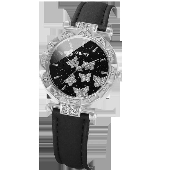 Women's Alloy And Imitation Leather Fashion Simple Round Dial Watch With Spiral Crown And Pin Buckle