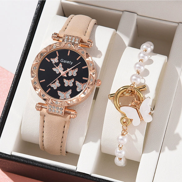 Women's Alloy And Imitation Leather Fashion Simple Round Dial Watch With Spiral Crown And Pin Buckle