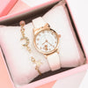 Women's Alloy And Imitation Leather Fresh Cute Cat Quartz Watch With Round Dial And Titanium Buckle