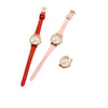 Women's Alloy And Imitation Leather Fresh Cute Cat Quartz Watch With Round Dial And Titanium Buckle