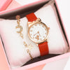 Women's Alloy And Imitation Leather Fresh Cute Cat Quartz Watch With Round Dial And Titanium Buckle