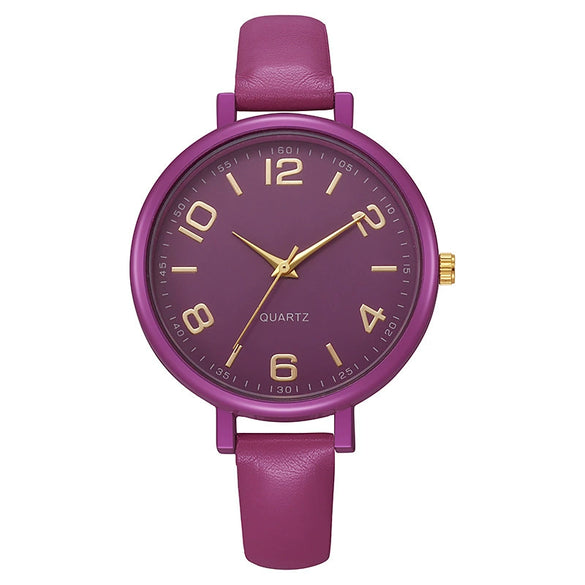 Women's Alloy And Imitation Leather Quartz Belt Watch Round Dial Pin Buckle Retro Casual Style