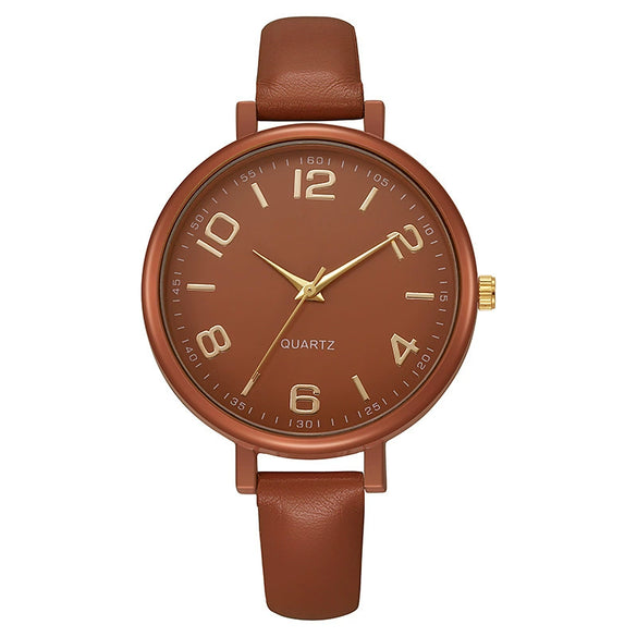 Women's Alloy And Imitation Leather Quartz Belt Watch Round Dial Pin Buckle Retro Casual Style