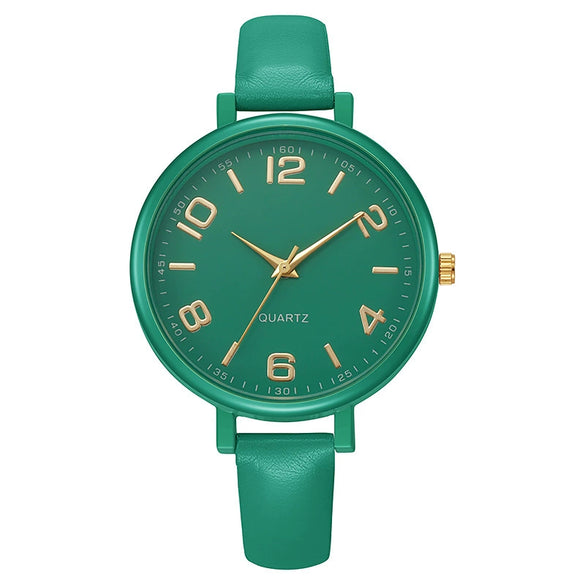 Women's Alloy And Imitation Leather Quartz Belt Watch Round Dial Pin Buckle Retro Casual Style