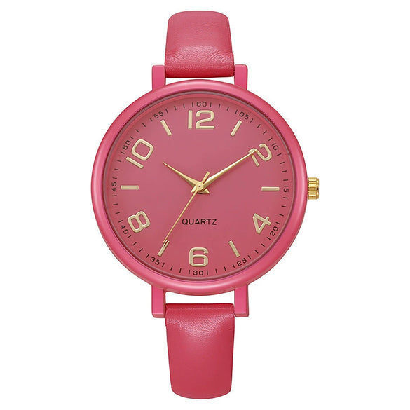 Women's Alloy And Imitation Leather Quartz Belt Watch Round Dial Pin Buckle Retro Casual Style