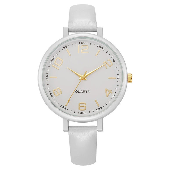 Women's Alloy And Imitation Leather Quartz Belt Watch Round Dial Pin Buckle Retro Casual Style