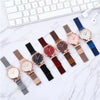 Women's Alloy And Leather Bracelet Set With Round Dial Quartz Watch Leisure Style