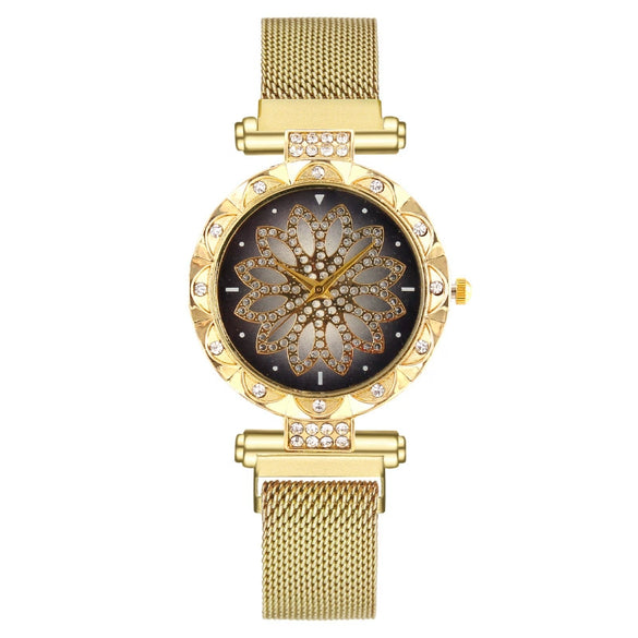 Women's Alloy And Metal Strap Watch With Round Dial And Suction Iron Buckle Fashion Style