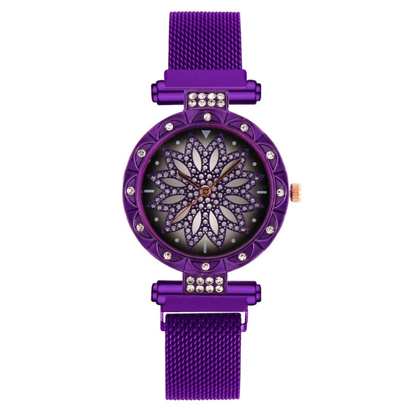 Women's Alloy And Metal Strap Watch With Round Dial And Suction Iron Buckle Fashion Style
