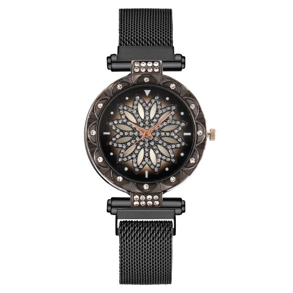 Women's Alloy And Metal Strap Watch With Round Dial And Suction Iron Buckle Fashion Style