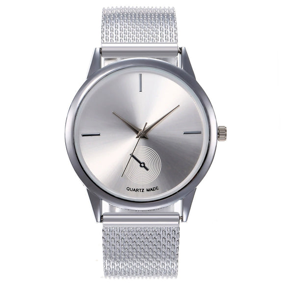 Women's Alloy And Plastic Mesh Quartz Watch With Round Dial And Fashion Style