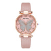 Women's Alloy And Pu Belt Watch With Glitter Face Butterfly Pattern And Round Dial