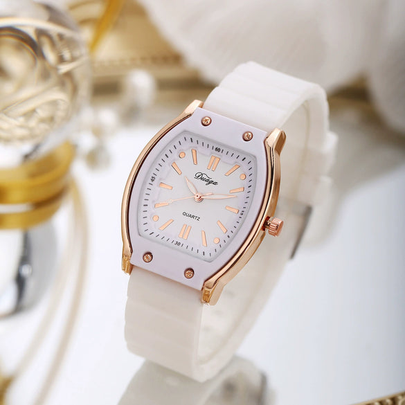 Women's Alloy And Silicone Barrelshaped Quartz Watch Leisure Style