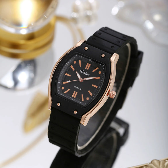 Women's Alloy And Silicone Barrelshaped Quartz Watch Leisure Style