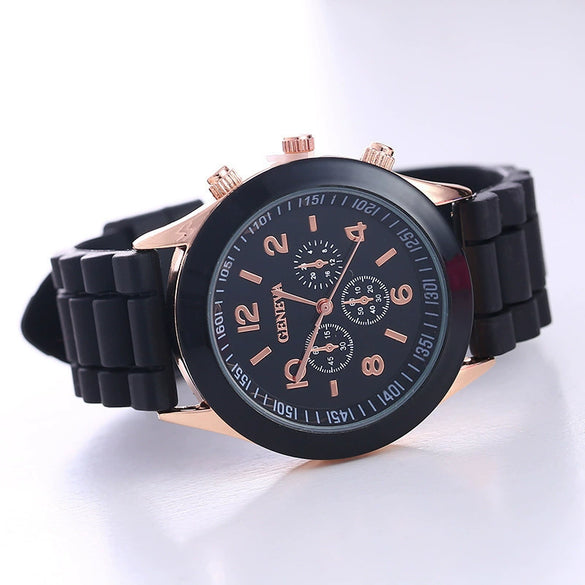 Women's Alloy And Silicone Leisure Style Round Dial Quartz Wristwatch