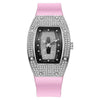 Women's Alloy And Stainless Steel Barrelshaped Diamondencrusted Quartz Fashion Watch