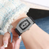 Women's Alloy And Stainless Steel Barrelshaped Diamondencrusted Quartz Fashion Watch