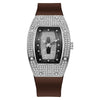 Women's Alloy And Stainless Steel Barrelshaped Diamondencrusted Quartz Fashion Watch