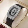 Women's Alloy And Stainless Steel Barrelshaped Diamondencrusted Quartz Fashion Watch