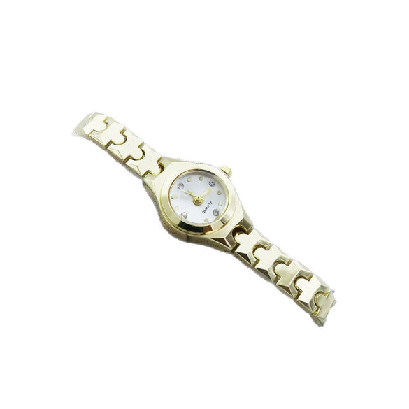 Women's Alloy And Stainless Steel Casual Quartz Watch With Round Dial And Spiral Crown