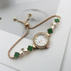 Women's Alloy And Stainless Steel Four Leaf Clover Fashion Pull Bracelet Watch With Round Dial