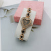 Women's Alloy And Stainless Steel Leisure Quartz Watch With Heart Dial And Jewelry Buckle