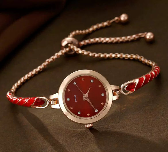 Women's Alloy And Stainless Steel Quartz Watch Bracelet Necklace Set With Round Dial Fashion Style