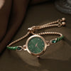 Women's Alloy And Stainless Steel Quartz Watch Bracelet Necklace Set With Round Dial Fashion Style