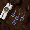 Women's Alloy And Stainless Steel Quartz Watch Bracelet Necklace Set With Round Dial Fashion Style